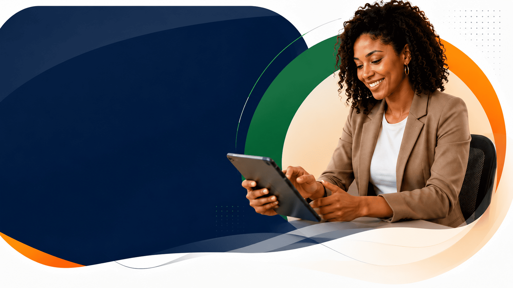 A Scoremaxed customer reviewing her credit dispute dashboard on a tablet